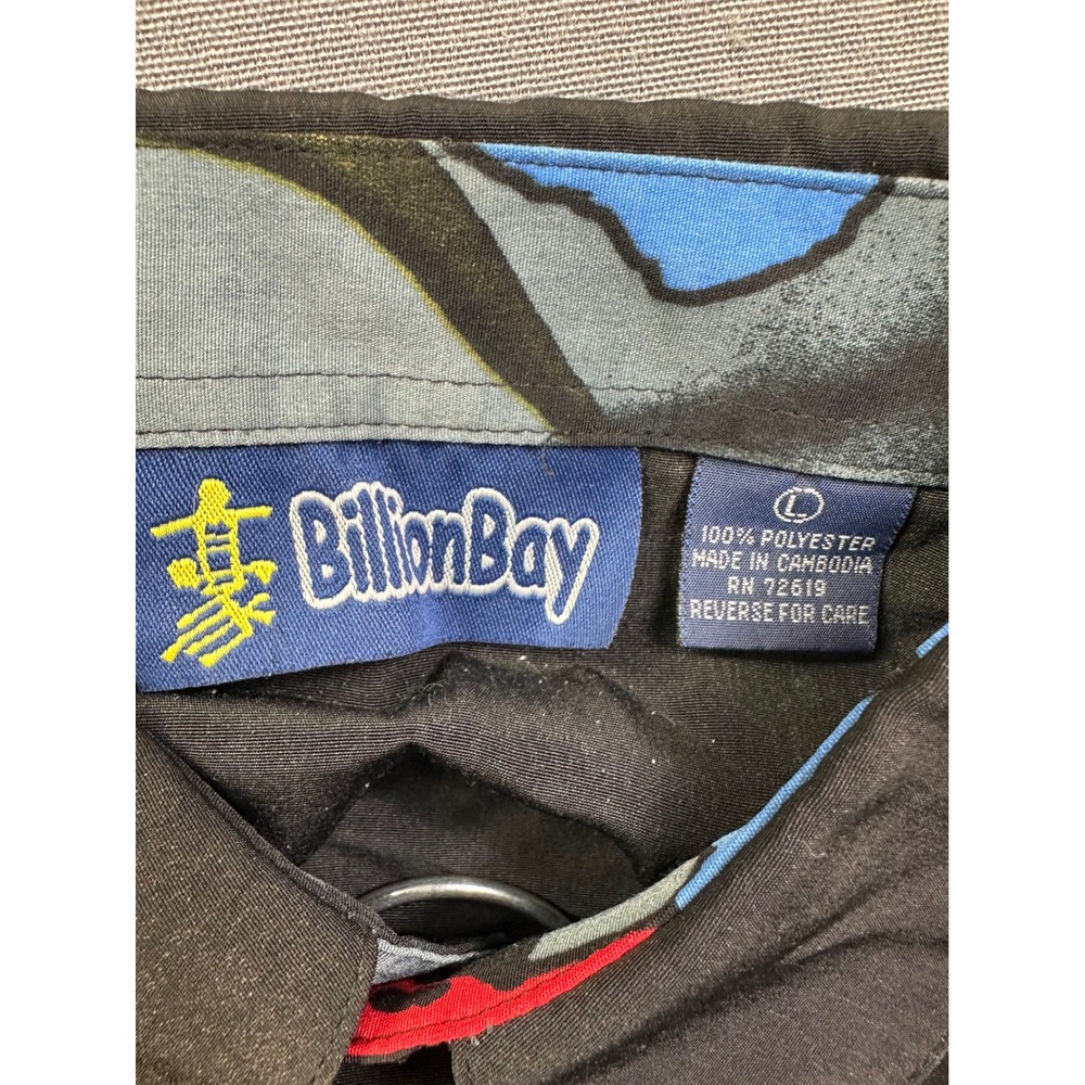 Billion Bay Men's Anime Warrior Graphic Button Down Shirt Black Red Large L - Picture 7 of 10